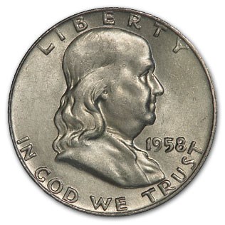 1958-D Franklin Half Dollar Fine/AU 1958-D Franklin Half Dollar Fine/AU